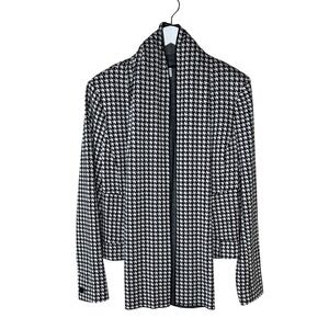 CAbi Women's Houndstooth Open Front‎ Scarf Jacket Blazer Sz L Black White #3904